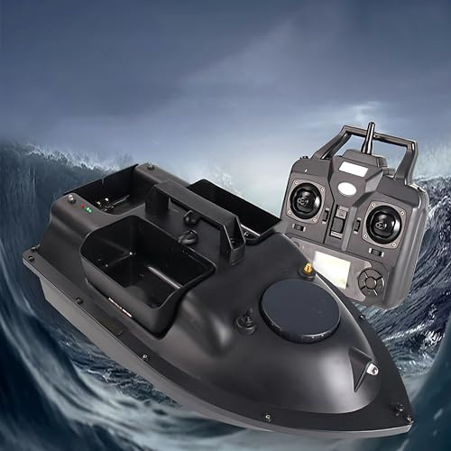Angelköderboot, ferngesteuertes Angelboot, GPS-Positionierung, automatische Kreuzfahrt, mit 12000 mAh Akku, RC-Boot, Angelboot, automatisches Kreuzfahrt-Köderboot, Angelwerkzeug, Camouflage-Schwarz