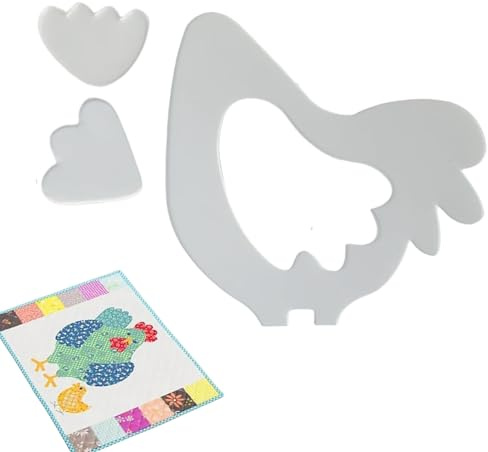 Quiltvorlagen – Patchworrk Quilt | Weekend Chicken Patchworrk Quilting Vorlage Set | Hühner Quilt Vorlagen | Wiederverwendbare Acryl Hühner geformt Nähen Lineal und Vorlage | Nähen einfache Formen