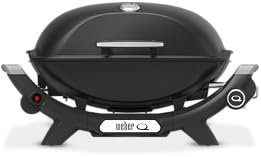 UK Weber Q2100N Gas Grill, 53 x 39cm Cooking Area, Portable BBQ Grill, 1 Burner, 2-Piece Porcelain-Enamelled Cast Iron Cooking Grates - Black (1501063)