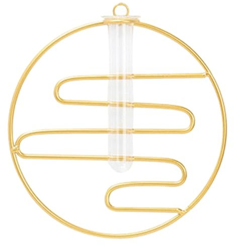 Toyvian Kreative Glasvase Hanging Pflanzer Wandvasen Hängepflanze Wandpflanze Pflanzterrarien wachsend kreative hydroponische Vase hängende Anzuchtvase Röhrenvase Rostfreier Golden