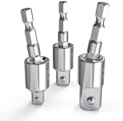 1/4'' 3/8'' 1/2'' Power Drill Socket Adapter Steel Hex Shank Extension Socket Drill Bit Rotatable Adaptor Set Screwdriver Tool
