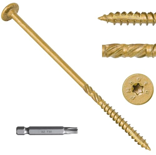 10 Inch Heavy-Duty Outdoor Deck Screws, 50Pcs Star Drive Decking Wood Screws, Rust Resistant Timber Screws for Timber/Log/Landscaping Wood (#14 x 10 Tan)