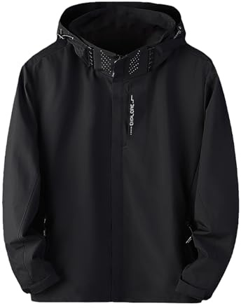 Mens Outdoor Jacket Waterproof Cycling Jacket Mens Windproof Hood Breathable Camp Rain Jackets Single Softshell Raincoats Full Zipper Coat Hiking Walking Hoodies Lightweight Windbreaker Women