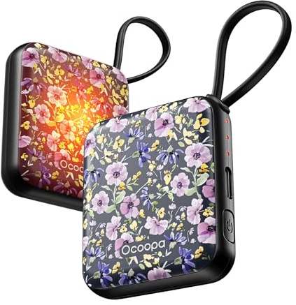 OCOOPA Chauffe Main Rechargeables Lot de 2, Chaufferette Électrique Reutilisable 4000mAh, 3 Niveaux Chauffage, Maximum 52°C, Idee Cadeau Femme, Idéal Noel, Voyage, Outdoor Activités, UT5 Nano