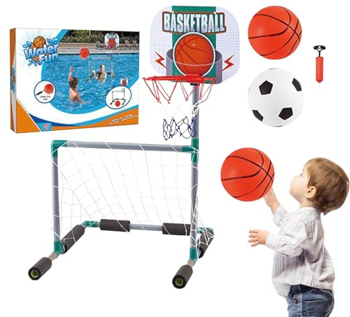 Canasta De Baloncesto para Piscina | Portería Portátil con Bomba | Flotante Canasta Juguetes Piscina Juegos |Aro de Baloncesto Juegos de Agua con Pelotas para Niños y Adultos, Interior y Exterior