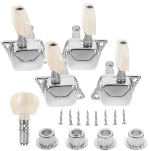 Banjo Stimmset 4 1 Mechaniken, Silber, aus Zinklegierung und Pvc | Satz, Leicht zu Montieren und Lösen, Rostbeständig, für Banjo, Zubehör für Musiker