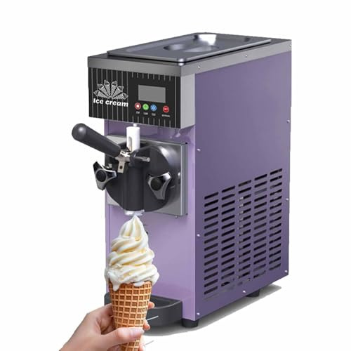 Qiang Commercial Ice Cream Machine 4-8KG per Hour Soft Serve with LED Display Auto Clean Single Flavor Soft Serve Ice Cream Maker for Restaurants Snack Bar Purple-BQL68