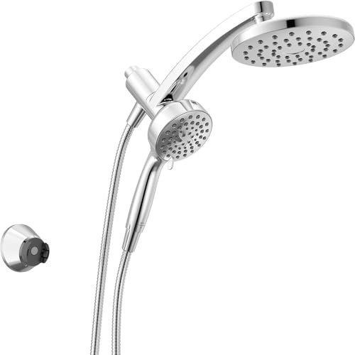 Delta 6-Setting PivotPro 3-in-1 Combination Shower Head with ProClean Spray, Chrome Round Shower Head Rainfall with Handheld Spray, 1.75 GPM, Chrome 75649