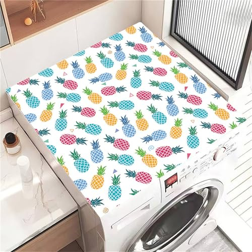 Highdi Housse de Protection pour Machine à Laver Top, Motif Ananas Coussin de Machine à Laver Antidérapant, Tapis de Protection pour Dessus Sèche-Linge Séchage Rapide (Coloré,30x40cm)