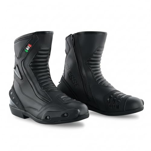 BI ESSE -Stivali Moto In Pelle,Scarpa Per Motocicletta Impermeabile,Traspiranti,Stivaletti Invernali Strada,Protezione Caviglia (Nero, 43, Sistema Taglie Calzature EU, Adulto, Numero, Media, 43)