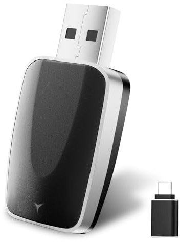 2026 Wireless Carplay & Android Auto Adapter 2-in-1, 2.4+5.0 GHz WiFi Android Auto Adapter, 5.2 Bluetooth Stabile Verbindung, USB C/A, Kompatibel mit Phone iOS 10+ und Android 11+, Aus Kunststoff