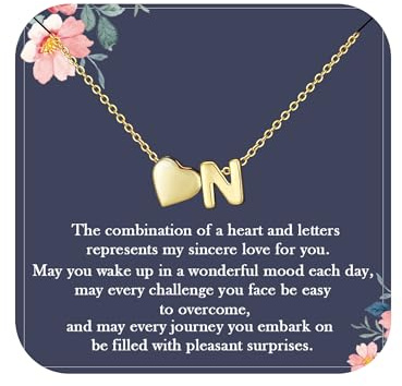 Aretas Gold Herz Kette mit Buchstaben für Frauen Mädchen A-Z Herz Anhänger Halskette Personalisierte Goldkette Herzkette Schmuck Geschenk