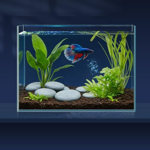 7.6L-Aquarium-Set mit Fischnetz, Wasserwechsel-Schlauch & 2 Reinigungstüchern, kristallklarem Glas, Ideal für Betta, schöne Wohn-Dekoration
