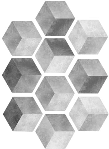 UKCOCO Lot de 10 Stickers Hexagonaux Antidérapants en PVC Imperméables Autocollants Muraux pour Carrelage de Salle de Bain la Cuisine et Salon Décoration Adhésive Amovible et