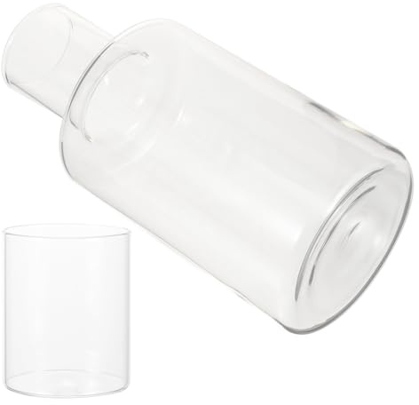 FELTECHELECTR Jarra de Agua Transparente de Vidrio 1.1l con Vaso de Cristal para Mesita de Noche, Set para Dormitorio y Hogar, Jarra Resistente al Calor para Jugos y Bebidas Frías