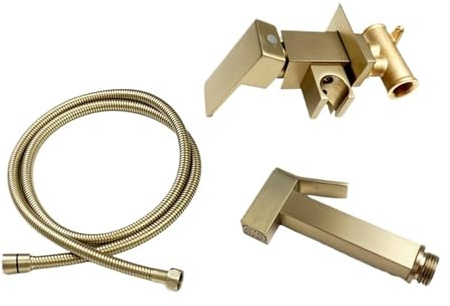 Miscelatore for acqua calda e fredda Black Gold, doccetta for bidet, doccetta portatile for bagno Shattaf, con rubinetto(Gold Whole Set)