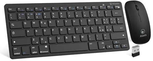 Atlantis Argo 900Pro Combo KIT Mini Ultraslim + mus - trådlöst trådlöst RF + Bluetooth, QWERTY 78 tangenter Chocolate Key, för PC/Notebook/Smartphone/Surfplatta/iOS/Android, svart