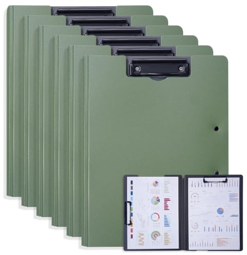 Klemmbrett A4, Klemmmappe mit Deckel & 2 Klemmen, 6er | Klemmbrettmappe, Schreibbrett, Leichtes A4 Schreibmappe für Geschäft, Büro, Schule, Restaurant, Baustelle
