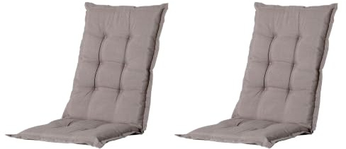 Madison 2er Set Hochlehner Auflagen, Bequeme und Stilvolle Gartenstuhlauflage für Holz-,Stahl-, Oder Kunststoffstühle, Sitzauflage - Indoor/Outdoor Stuhlpolster - Taupe