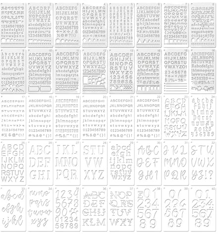 Bokstavsstencil, 40 stycken stenciler, siffermallar 17,8 x 10,2 cm
