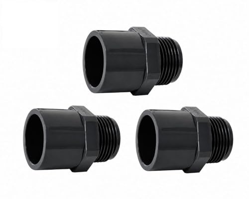 Poolmart - Nipplo di transizione in PVC-U 50/63 mm x 2, manicotto adesivo/raccordo adesivo x filettatura esterna, 10 bar, grigio, PVC Fitting per piscina, irrigazione e sistemi di tubazioni (50/63 mm