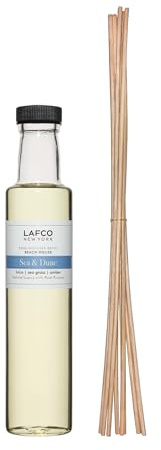 LAFCO New York Reed Diffuser Refill, Sea & Dune - 8.4 oz - Up to 4-Month Fragrance Life - Includes Natural Wood Reeds - Free of Dyes & Propellants - Made in The USA