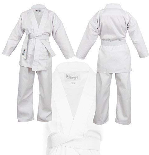 NORMAN Karate Gi for Kids Children's Perfect for Training and Sparring karate suit Judo Suits for Kids White (UK, Numeric, 140, Regular)