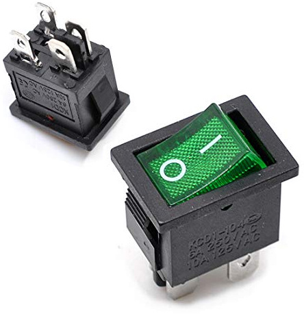 Oiyagai 20 Stück KCD1-104P Wippschalter mit Grüner LED-Beleuchtung, 4-Pin DPST Ein/Aus Kippschalter, 6A 250V AC Panel-Montage für Netzstrom- und DIY-Anwendungen