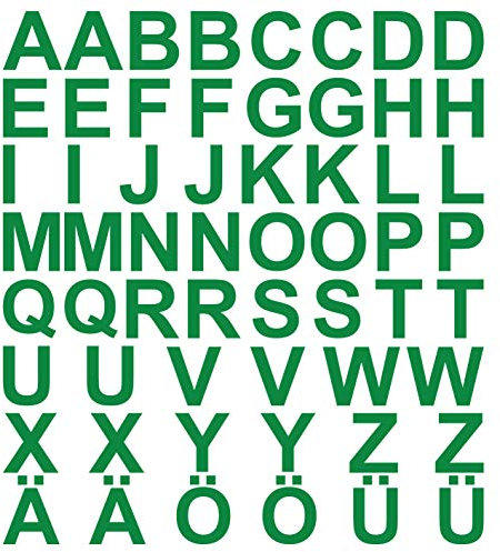 kleb-drauf® | 58 Buchstaben, Höhe je 2,5 cm | Grün - matt | Wandtattoo Wandaufkleber Wandsticker Aufkleber Sticker | Wohnzimmer Schlafzimmer Kinderzimmer Küche Bad | Deko Wände Glas Fenster Tür Fliese