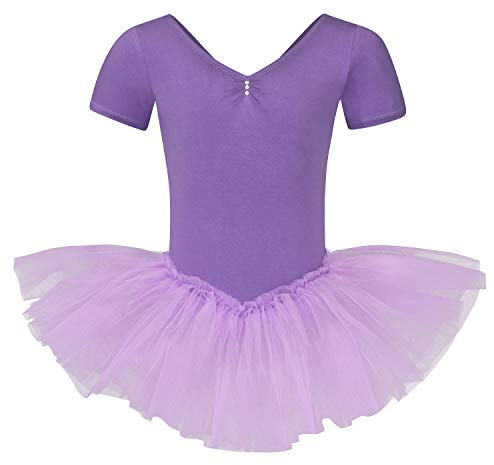 tanzmuster ® Ballettkleid Mädchen Tutu - Nele - aus Baumwolle mit Glitzersteinen, Ballettkleidung fürs Kinder Ballett