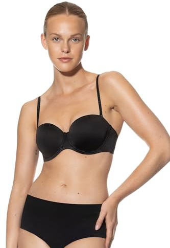 Mey Damen Multiway-BH - BH mit gepolsterten Cups und mit Bügel - Verstellbare und abnehmbare Träger - Luxuriöser Glanz und perfekte Passform - In Schwarz und Beige - Dessous Serie Joan - 74228
