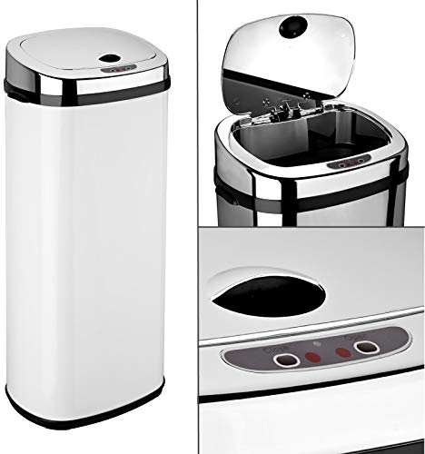 Dihl Rectangle 50L Stainless Steel Auto Sensor Kitchen Waste Dust Bin Automatic Motor White