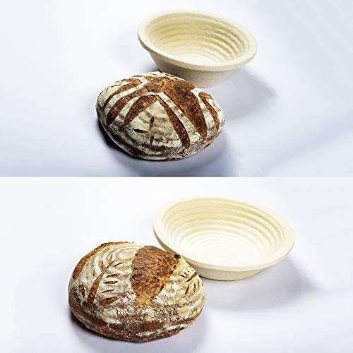 Professional Eco-Friendly 1kg Round Spiral Pattern & 750g Round Spiral Pattern Proofing Basket Banneton Brotform Brotformen Bread Making - Heavy Duty - Sustainable Wood Pulp Eco Friendly
