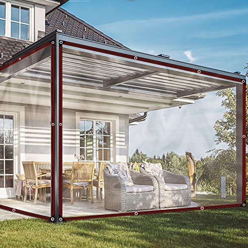QOFLY 4x4m wasserdichte Transparente Plane Mit öSen,Abdeckplane Gewebeplane Top Line,Planen & Spanngurte Garten Plane,Wetterfeste Plane FüR AußEn Frostsicher,Faltbar,Pflanzendach,Regenschutz Balkon