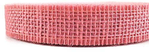 finemark 40 m x 30 mm Dekoband Jute ROSA (107) Juteband Geschenkband 3 cm Gitterband Schleifenband aus Naturjute nachhaltig Ostern Herbst Deko hart appretiert