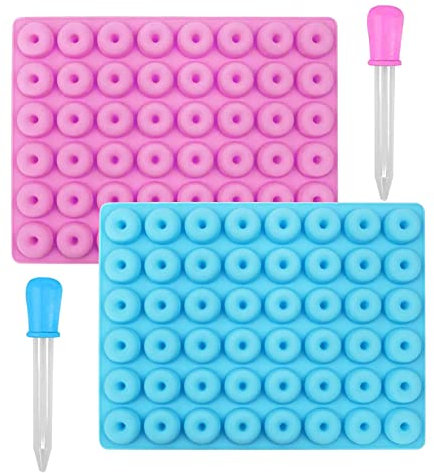 Mini Moules à Donuts,2 pcs Silicone Cake Bougie Patisserie Bonbon Ourson Gélifié Moulle,Appareil a Donuts,pour Diy Muffins Biscuits Chocolats, Gâteaux Savons Glaçons haribo Gommeux Gelée