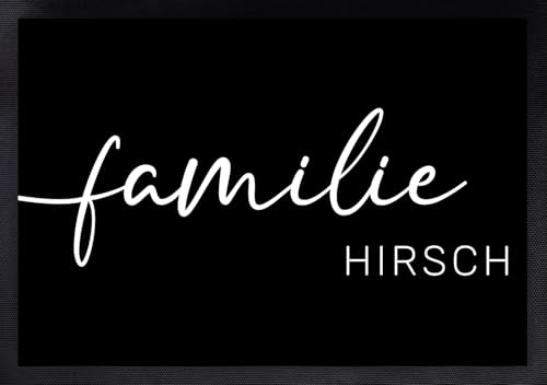 Manilu Personalisierte Fußmatte | Fußmatte Familie personalisiert | für Paare & Familien | Heimathafen | Herzdesign (Familie #5)