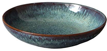 ASDUU Retro patrón de pájaro Verde Oscuro Antiguo bajo vidriado Creativo Plato Hondo Plato de Frutas Plato de Ensalada Plato Hondo de Verduras fácil de Usar tazones de Sopa