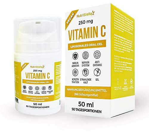 NutriStella Vitamin C Spray - Liposomal - Hochdosiert - Hochwirksam - Hohe Aufnahme - Magenfreundlich - Immunität - Antioxidans - 50 Dosierungen - Vegan - Gluten- und Sojafrei