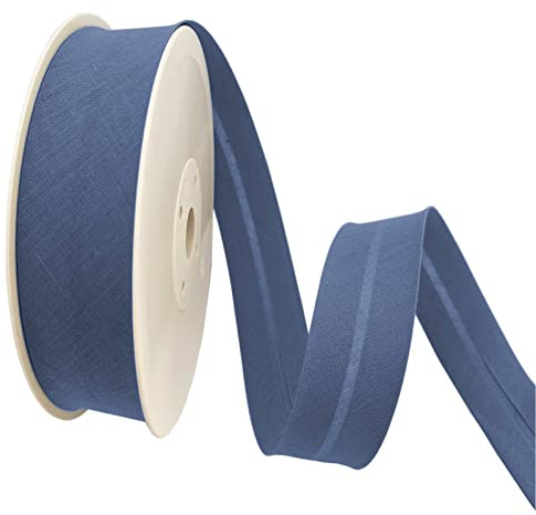 TEXTEX = 40 mm Breites Schrägband. 50% Baumwolle und 50% Polyester. Stück von 10m - (Mittelblau)