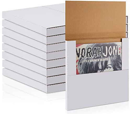 Tinlade 30 Stück Vinyl-Schallplatten-Versandkartons, 31.8x31.8x2.5 cm, Weiß, Pappe, Schallplattenbox