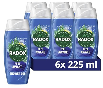 Radox Mineral Therapy Feel Awake 2-in-1 Body Wash & Shampoo Shower Gel with a sea mineral & fennel fragrance for a refreshing experience 6x 225 ml