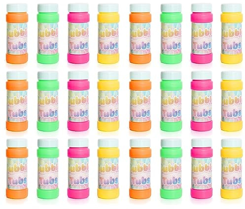 Bubble Tubs Set - 24x Bottles of Bubble Mixture and 24x Bubble Wands - Fun Kids Party Bag Summer Activity Toy
