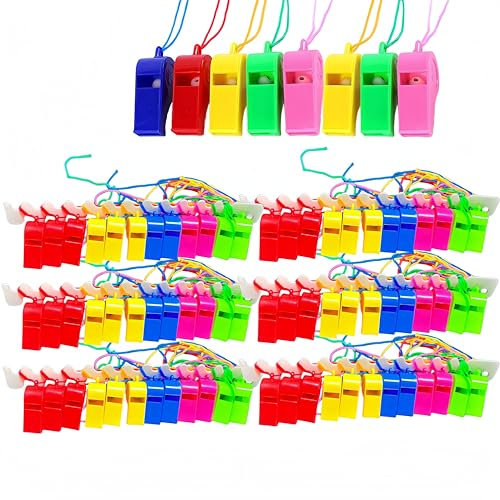 HJYDGJ Pfeife Sport Pfeifen Schiedsrichter Pfeife Bunt Profi Whistle Farben Plastik Pfeife Sportpfeifen mit Umhängeband Trillerpfeife Triller Pfeife Fußballpfeife Schiedsrichterpfeife (100)