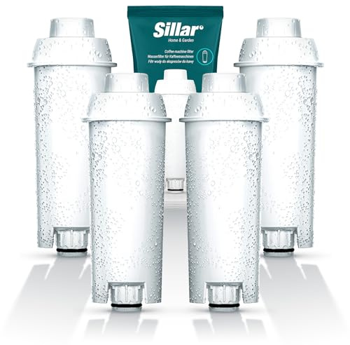 SILLAR 4-pack Ersättningsfilter för Delonghi Kaffemaskiner DLSC002, SER3017 & 5513292811 - Kompatibel med ECAM-, ESAM-, ETAM-Serien | Passar Dinamica, PimaDonna | Vattenfilterpatroner Aktiverad