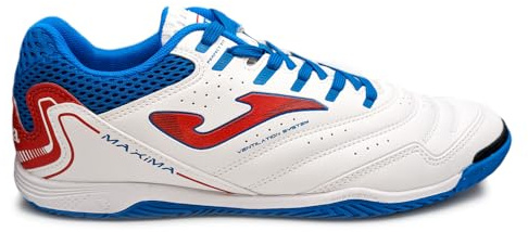 Joma Maxima Men's Indoor Soccer Shoes Futsal Sneakers Non-Marking Breathable Court Shoe 10.5 White/Red/Blue