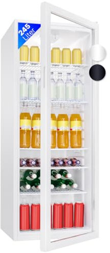Bomann® Getränkekühlschrank mit Glastür | Kühlschrank mit 245L Nutzinhalt & 5 Gitterablagen | Flaschenkühlschrank mit Abtauautomatik & stufenloser Temperaturregelung | KSG 7289 weiß