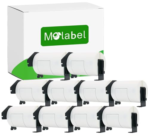Molabel – 10 rullar DK-11241 fraktetiketter, kompatibla med Brother, 102 mm x 152 mm, 1 200 Brother QL etikettskrivare
