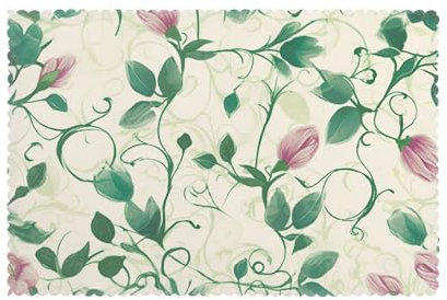 Vine Flower Placemats, Set Of 6, Heat-Resistant Washable Table Mats, Suitable For Hotels, Homes, Banquets, Table Decorations, Etc.