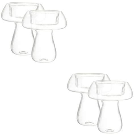 Alipis 4pcs Mushroom Glass Candlestick Holder for Decor Table Centerpiece Candle Holder
